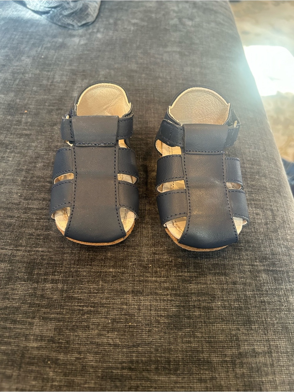 Robeez Navy Leather Baby Fisherman Sandals